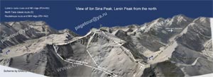 Пик Ленина - Схема маршрутов с Севера Пик Ленина - Схема маршрутов с Севера